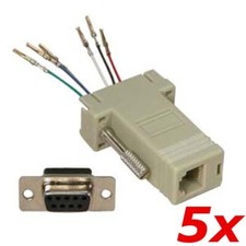 5 Pack - DB9 9-Pin Serial RS232 Female to RJ12/RJ11 Phone 6P6C Modular Adapter picture