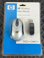HP Wireless Mini Mouse NIP Mini USB RF Receiver Vintage 2005 Still Sealed Travel picture