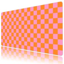 Modern Pink and Orange Checkered Desk Pad for Keyboard Desk Mat 31.5x15.7 inch picture