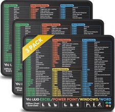 3 Pack Mouse Pad with Stitched Edge for Excel/Word/Powerpoint/Windows Shortcuts, picture