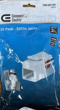Commercial Electric Category 5e Jack - Gold Plated Plastic White (25-Pack) - NEW picture