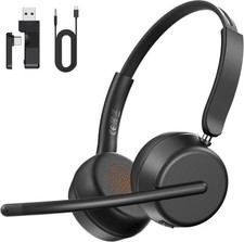 🎧 Wireless Headset AI Noise‑Cancel Mic BT5.4 USB‑A/C Dongle 40H Work Calls picture