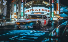 Landscape car cgi japan flag architecture vehicle Custom Gaming Mat Desk picture