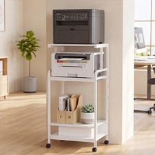 4-Tier Rolling Printer Stand with Adjustable Shelves & Wheel Locks for Offices picture