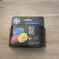 B7RT2AN New Genuine (2 pack) HP 63 / 65 Tri-color Ink Cartridges 12/2027 picture