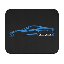 C8 Corvette Stingray Rapid Blue Silhouette Mouse Pad – Sports Car Desk Mat picture