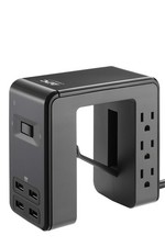 APC Desk Mount Power Station Surge Protector 6 Outlet 4 USB Ports Black picture