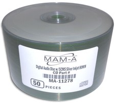50-Pak MAM-A (Mitsui) DIGITAL-AUDIO Silver Inkjet Printable CD-R's, #11278 picture