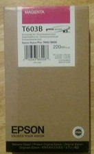02-2012 NEW GENUINE EPSON T603B MAGENTA 220ml INK STYLUS 7800 9800 T603B00 picture