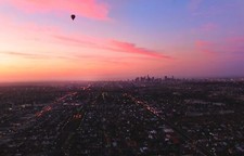 Landscape cityscape aerial view hot air balloons sky Custom Gaming Mat Desk picture