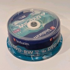 Verbatim DVD-RW 4.7 GB 120 mins 4X Blank Discs - 30 Pack Spindle 95179 SEALED picture