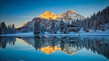 Landscape mountains lake reflection winter snow cold Custom Gaming Mat Desk picture