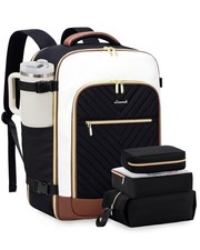 LOVEVOOK Large Travel Backpack for Women, TSA 40L-4Pcs, Black - Beige - Brown picture