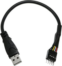 Black 9-Pin USB IDC Male Header to Single USB 2.0 Type a Male Cable 7.8 Inches picture