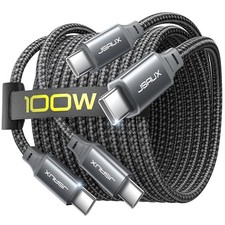 JSAUX 100W USB C to C Cable [2-Pack 6.6FT], Type C Fast 6.6ft+6.6ft, Grey  picture