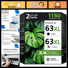 63XL Ink Cartridges Replacement Combo Pack - Black & Color for HP Printers picture