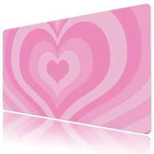 Pastel Cute Heart Pink Desk Pad for Keyboard Large Desk Mat 31.5x15.7 inch picture