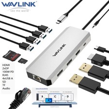 WAVLINK 12-in-1 Laptop Docking Station USB C Hub Triple Monitor 4K HDMI Dual DP picture