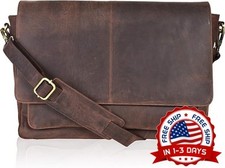 Bolso bandolera de piel para hombre y mujer - Maletín para portátil NUEVO US picture