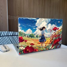 2 Pieces Blue Sky White Clouds Tulips Girl Laptop Sticker Self-adhesive Case picture