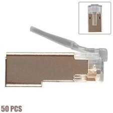 50 Pcs Cat6A RJ45 Network LAN Ethernet Shielded Plug Connector Cable End 8P8C picture