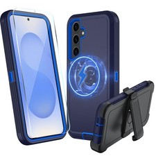 Samsung Galaxy S24 FE 5G Magnetic Case w/Glass Protector, Military Grade, Dark B picture