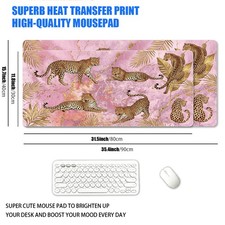 1 XXL Extra Large Light Luxury Pink Golden Cheetah Mouse Pad with Pink Marble, picture
