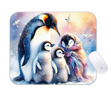 Penguin Family Watercolor Art Desk Mat Cute Nature Gaming Mouse Pad picture