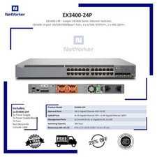 Juniper EX3400-24P 24x 1GB PoE+ RJ-45 4x 10GB SFP+ 2x 40GB QSFP+ - Same Day Ship picture