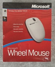 New Vtg SEALED MICROSOFT Wheel Mouse 1.0 PS/2 Windows 95 /98 Computer Wired picture