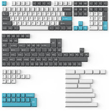 Keychron Cherry Profile Double-Shot PBT Full Set Keycaps - Grey, White, and Blue picture