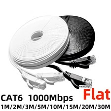 RJ45 CAT7 6FT 10FT 30FT 50FT 100FT 200FT Ethernet Network Cable Cord Flat LOT US picture
