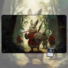 Harebringer of War, TCG Playmat & Gaming Mousepad, MTG Fantasy Forest Bunny Art picture