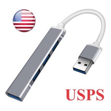 USB 3.0 4 Port Hub Splitter Slim & Sleek Aluminum for PC Mac Laptop Desktop picture