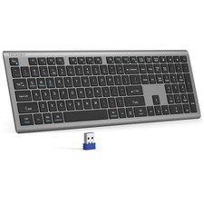 Grey Rechargeable UltraSlim 2.4G FullSize Wireless Keyboard 12Media picture