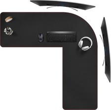 PU Leather L-Shaped Desk Mat, Black (120+120) x40cm picture