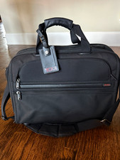 TUMI Alpha Black Ballistic Nylon Medium Expandable Laptop Briefcase Business Bag picture