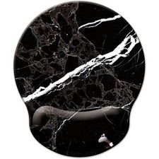 Ergonomic Round Mouse Pad with Non-Slip Base & Soft Wrist Rest - Marble Finish picture