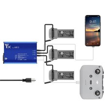 Hanatora Parallel Charger DJI Air 3S,Air 3,Rapid Simultaneous Battery Charging picture
