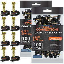 200 pcs Single Black Mounting Coaxial Flex Clips w/ Pre-Inserted Screw RG6 RG59 picture