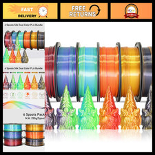 6 Spools Dual Color 1.75mm 3D Printer Filament Bundle - Silk PLA for 3D Printing picture