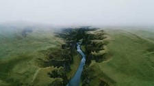 Landscape nature iceland green grass birds mist high Custom Gaming Mat Desk picture