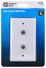 Dual Coaxial Wall Plate - White-CE Tech-White Dual Coaxial Wall Plate picture