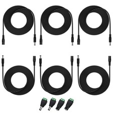 6 PCS 10FT 3m 12V DC Power Extension Cable 5.5x2.1mm Jack Adapter Connectors picture