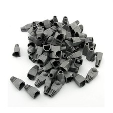 RilexAwhile 100 Pcs Gray Soft Plastic CAT5E CAT6 Ethernet RJ45 Cable Cap Conn... picture