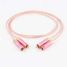 Pair OCC Copper RCA Cable 24K Gold Plated Connector HiFi Audio Interconnect Wire picture