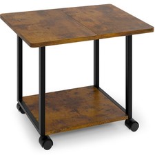 2Tier Large Under Desk Printer Stand 22x15.75 Inch Cart Wheels Rustic Brown picture