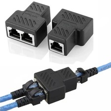 RJ45 Splitter Adapter 1 to 2 Ways Dual Female Port CAT6/5/7 LAN Ethernet Cable picture