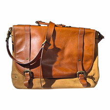 Vintage 1990s Marlboro Miles Leather Two-Tone Messenger Bag  picture