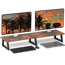 42 inch Dual Monitor Riser White, Desk Organizer Stand for TV Laptop. picture